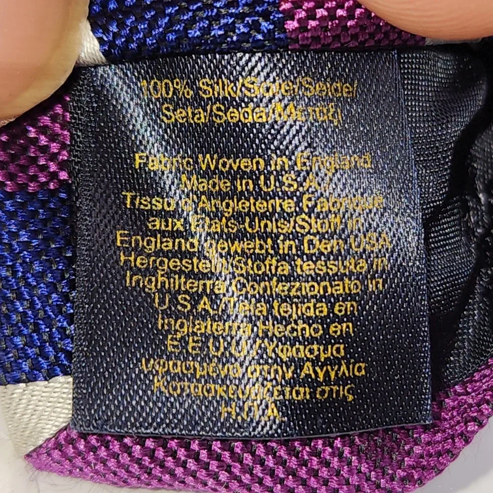Brooks Brothers Necktie Mens OS Purple Navy Blue Silk Repp Stripe Made in USA